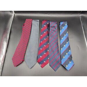 Vintage Burberry Silk Tie Lot of 5 Mens One Size Multicolor Geometric Stripes